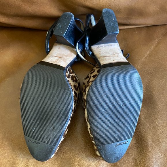 VIBRAM Leather Leopard Print Fur Shoes Size 7 - Picture 3 of 5